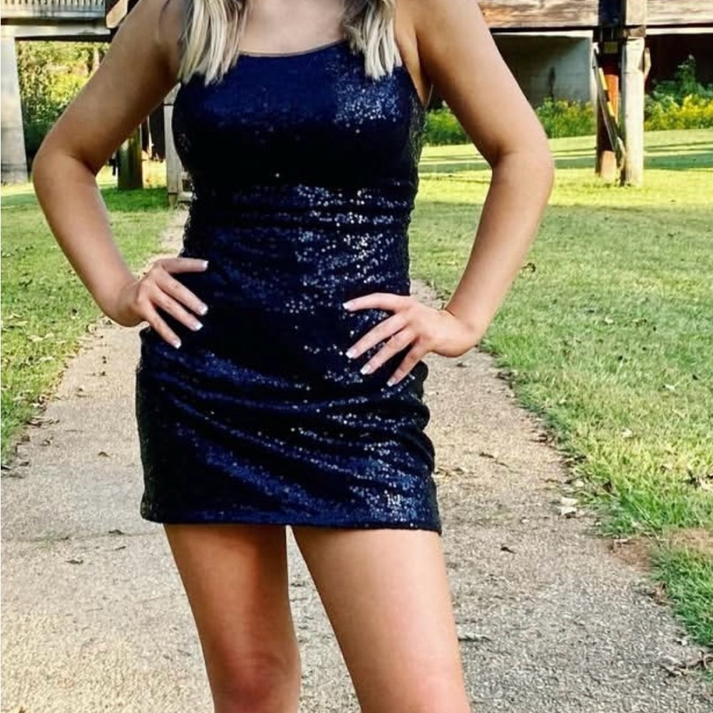Black Sequin Mini Dress / XS